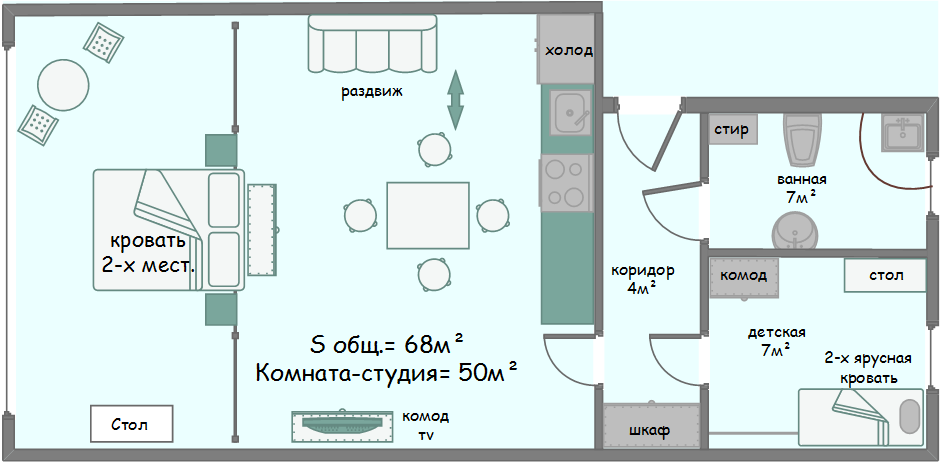 План-схема номера «Стамбул» в апарт-отеле «Европа», Евпатория